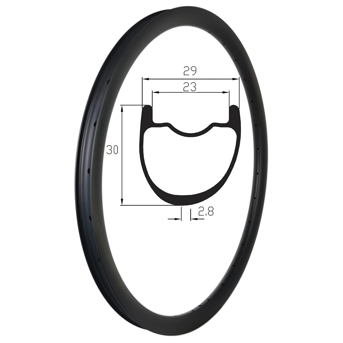 Hookless Asymmetry 700C Gravel Bike 30mm x 29mm 3K UD Carbon Fibre Bicycle Wheels 23mm Inner Width Clincher Tubeless Rims Disc