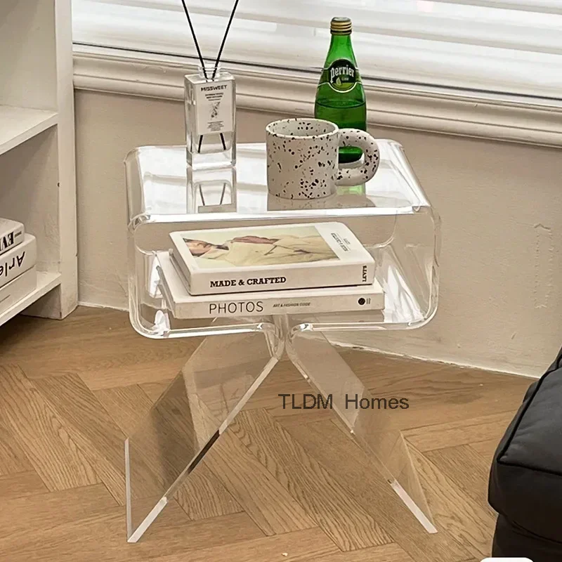 Журнальный столик акриловый прозрачный боковой шкаф современная прикроватная