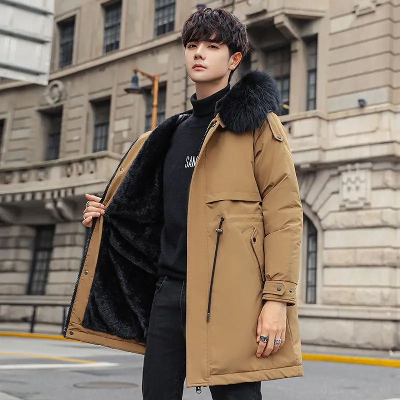 2022 New Winter Parkas Men Cotton Padded Clothing Fashion Casual Loose Thick Warm Fleece Mens Coats Overcoats Male Clothes E717