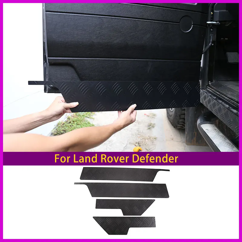 

For 2004-2018 Land Rover Defender Auto Inner Door Kick Plate Alloy Black 4-Piece Set Car Protection Accessories fast ship