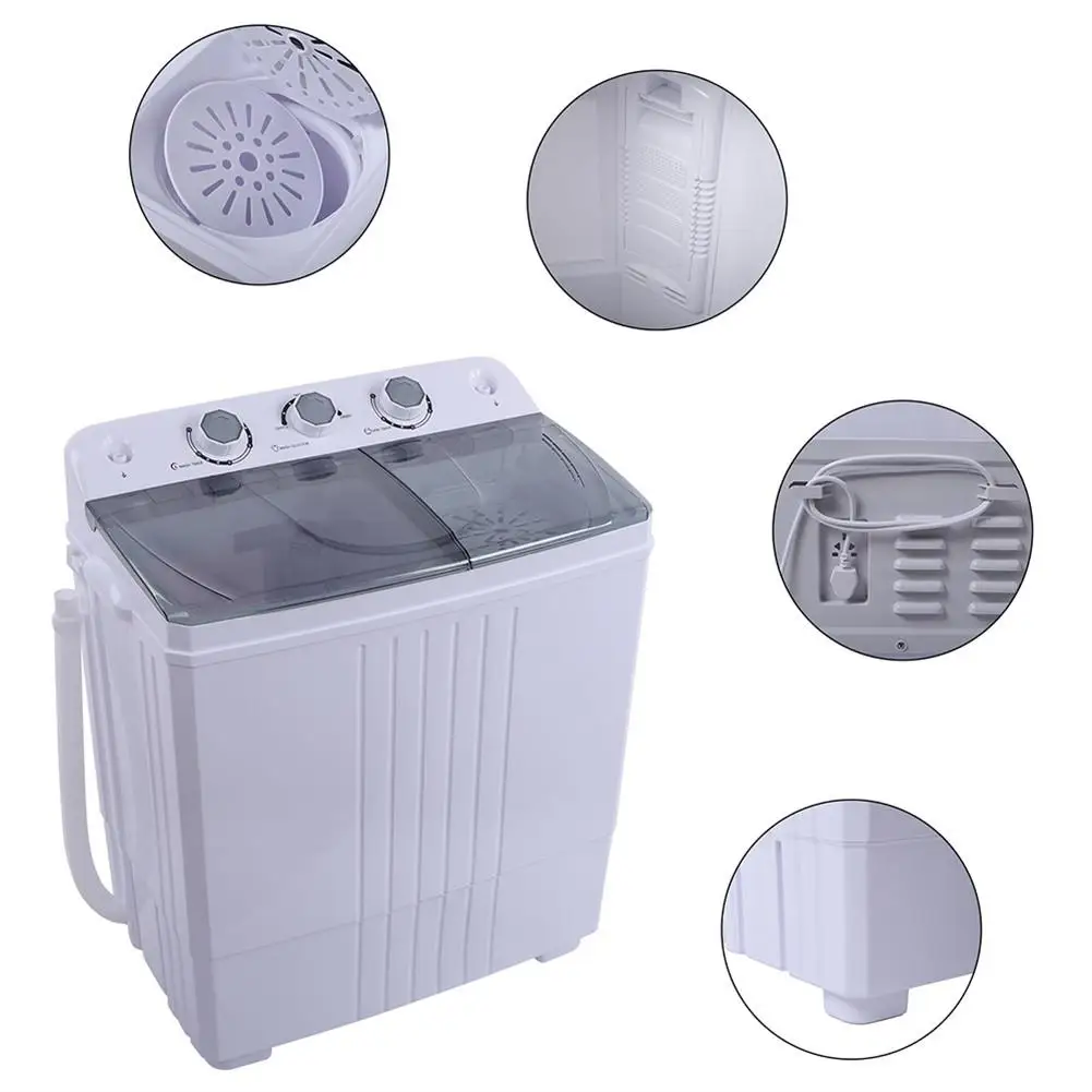 XPB45-ZK45 16.5Lbs Semi-automatic Washing Machine With Grey Cover Double Tub 110V 400W Washing Machine US Plug