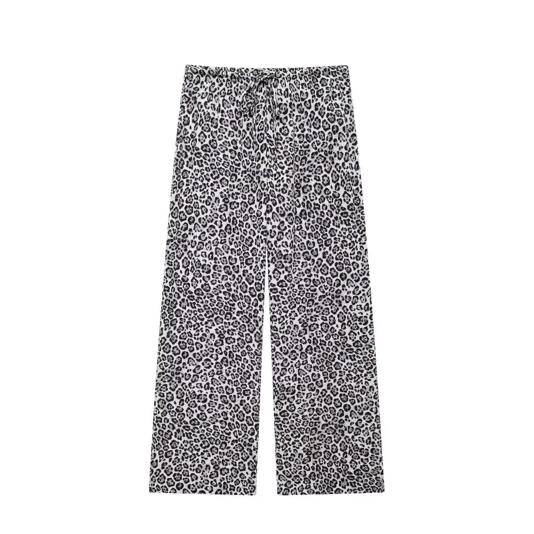 Женские Брюки С Леопардовым Принтом EDSA Повседневные До Щиколотки Высокой Талией