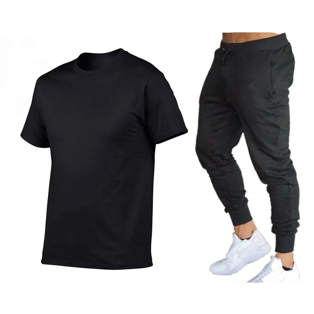 

Spring And Summer New Men's And Women's Casual Track Suit Sportswear Two-piece Cotton T-shirt Brand + Fashion Casual Pants Suit