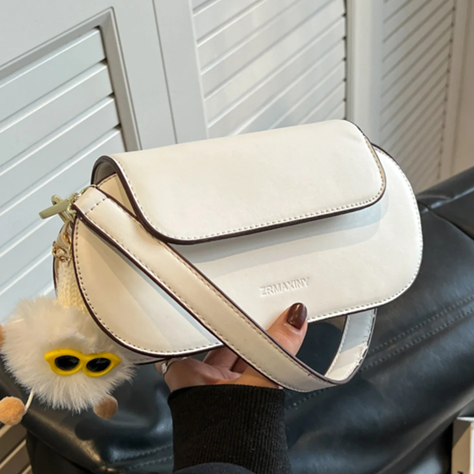 

Women's Fashionable Small Flap Shoulder Bag Top Quality PU Leather Round Edge Handbag Spring Luxury Brand Designer Messenger Bag