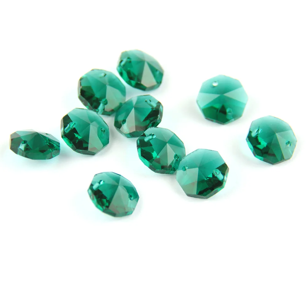 14 мм циркониевые зеленые Восьмиугольные бусины в 1 отверстие/2 отверстия резные и