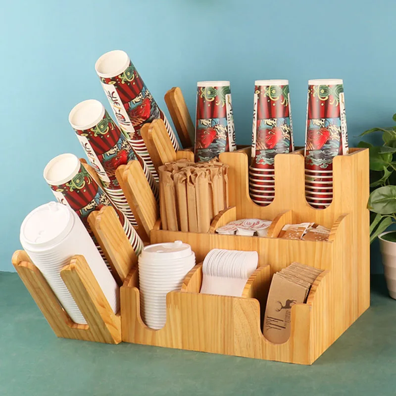 

Box Disposable Dispenser Cup Holder Storage Milk Kitchen Utensils Wood Paper Coffee Bar Paper Towel Straw Solid Sundries Tea Cup