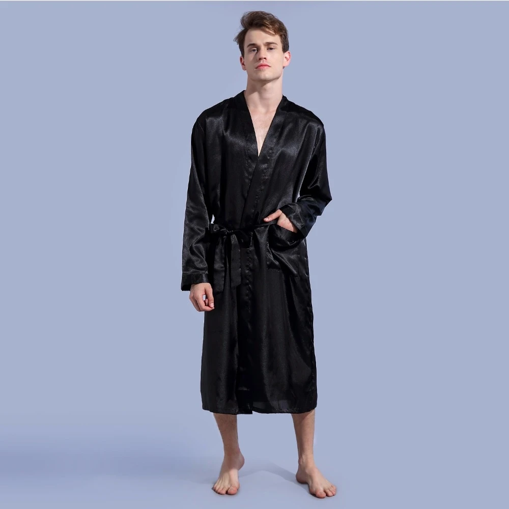 Groom Robe Emulation Silk Soft Home Bathrobe Nightgown For Men Kimono Customized Name and Date Personalized for Wedding Party