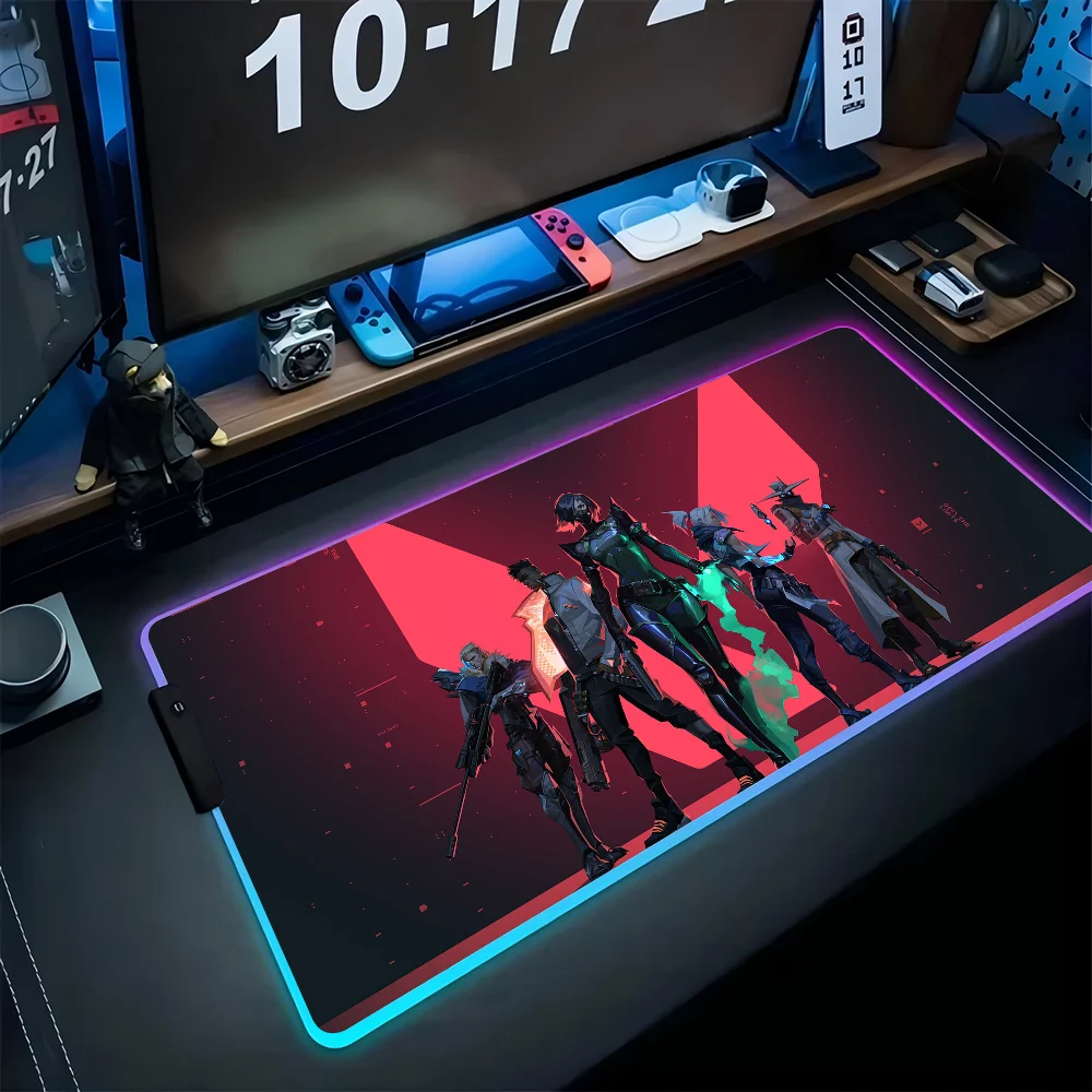 1 шт. напольный коврик Cypher V-Valorant XXL RGB игровые коврики для мыши HD Черные