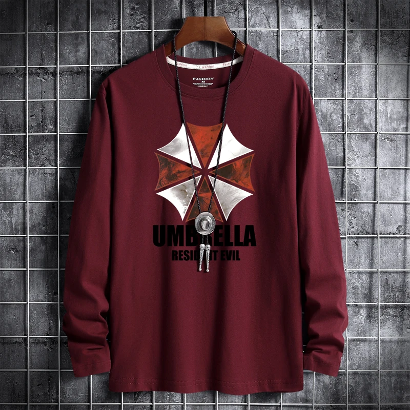 

Long-Sleeve T-Shirts Men Print Cotton Tees Round-Neck Loose Soft TShirts Plus Size 4XL 5XL 6XL