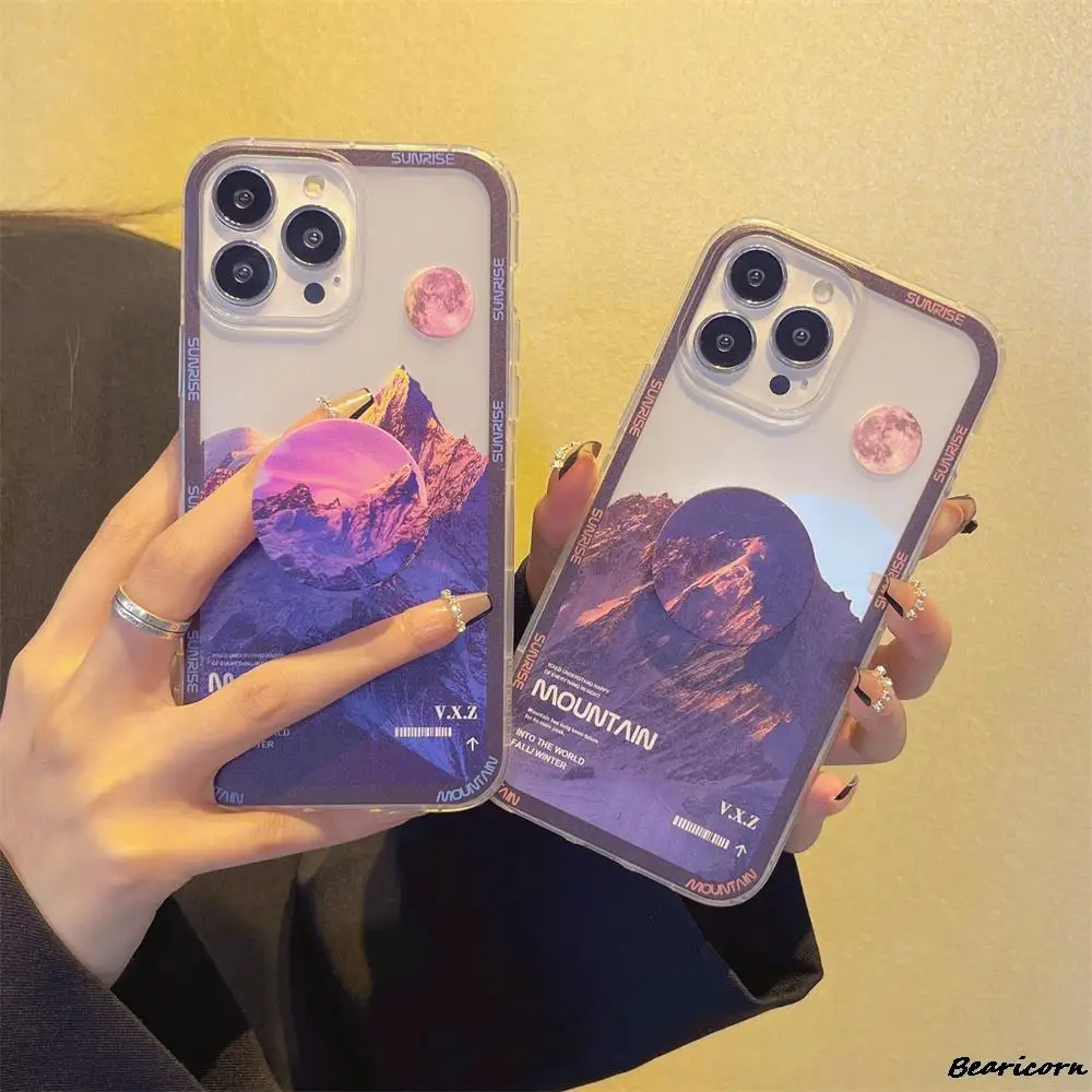 

Sunset Clouds Snow Mountain Phone Case For Samsung Galaxy S9 S10 S20 FE S21 Plus Note 10 Lite 20 Ultar Holder Stand Soft Cover