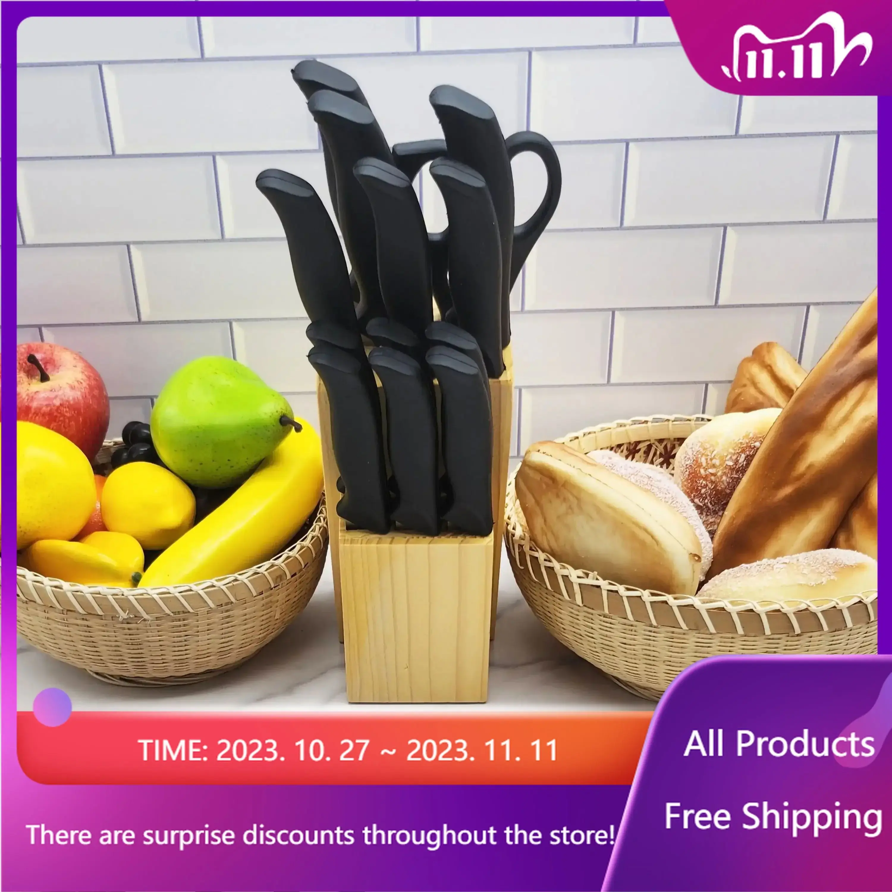 

23 Piece Knife and Kitchen Tool Set with Wood Storage Block, Home Organization and Storage, Kitchen Accessories Rapid Transit
