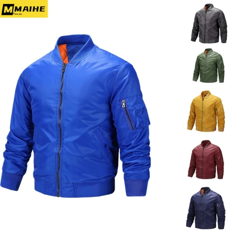 

2023 autumn new Air Force MA1 bomber jacket Men's trend loose casual baseball coat stand collar large size vintage biker jacket