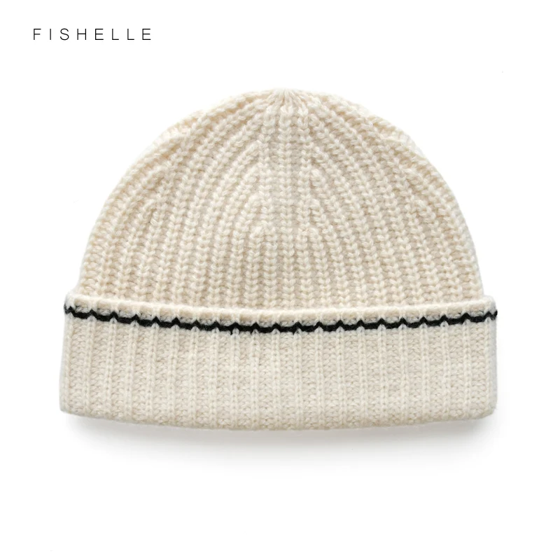 

Однотонная шерстяная шапка для женщин, сезон осень-зима, теплая шапка, плотный вязаный шерстяной пуловер, шапка для девушек