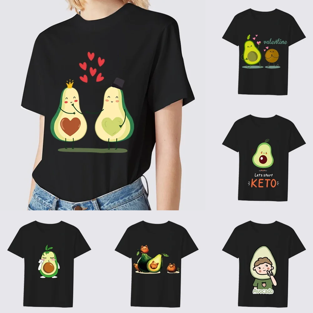 

Summer Fashion Women's T-shirt Harajuku Cartoon Avocado Print Series Short Sleeve Anime Casual Cute Ladies Slim Top Camisetas