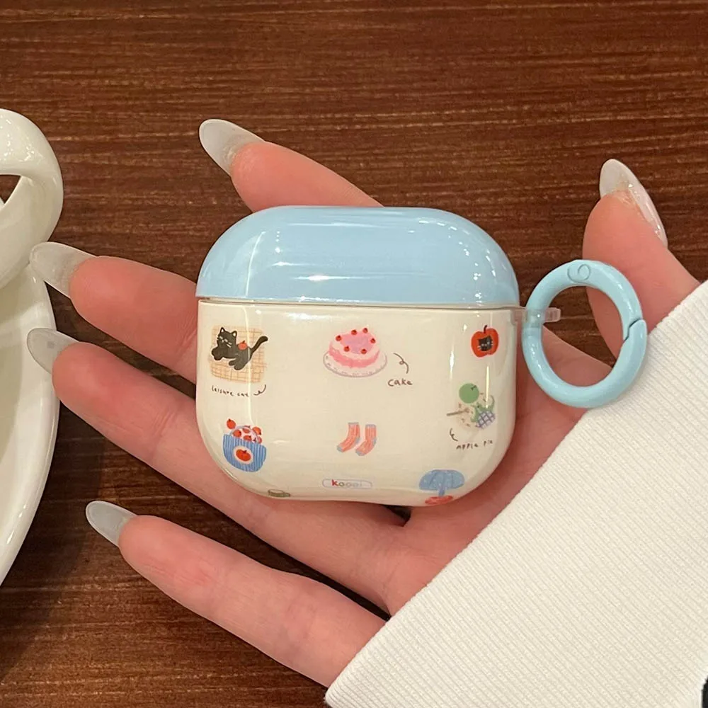 Чехол для AirPods Meetsweet милый черный кот торт синий белый