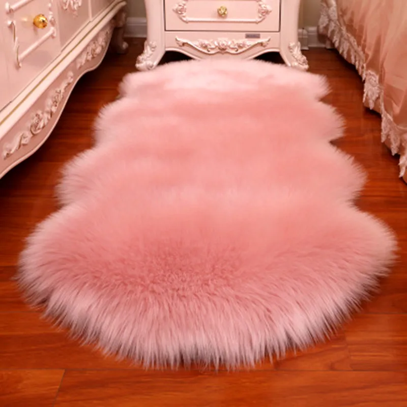 

Imitation Fur Carpet Plush Soft Sheepskin Carpet Bedroom Bedside Rug Wool Long Hair Mat Sofa CushionRugs Living Room Fur Carpet