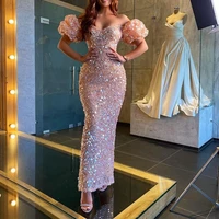 sexy women sequins short puff sleeve sexy off the shoulder backless bodycon long dress evening party wrap hip package dress