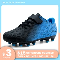 brooman kids firm ground soccer cleats boys girls athletic outdoor football shoes non slip hook and loop training shoes