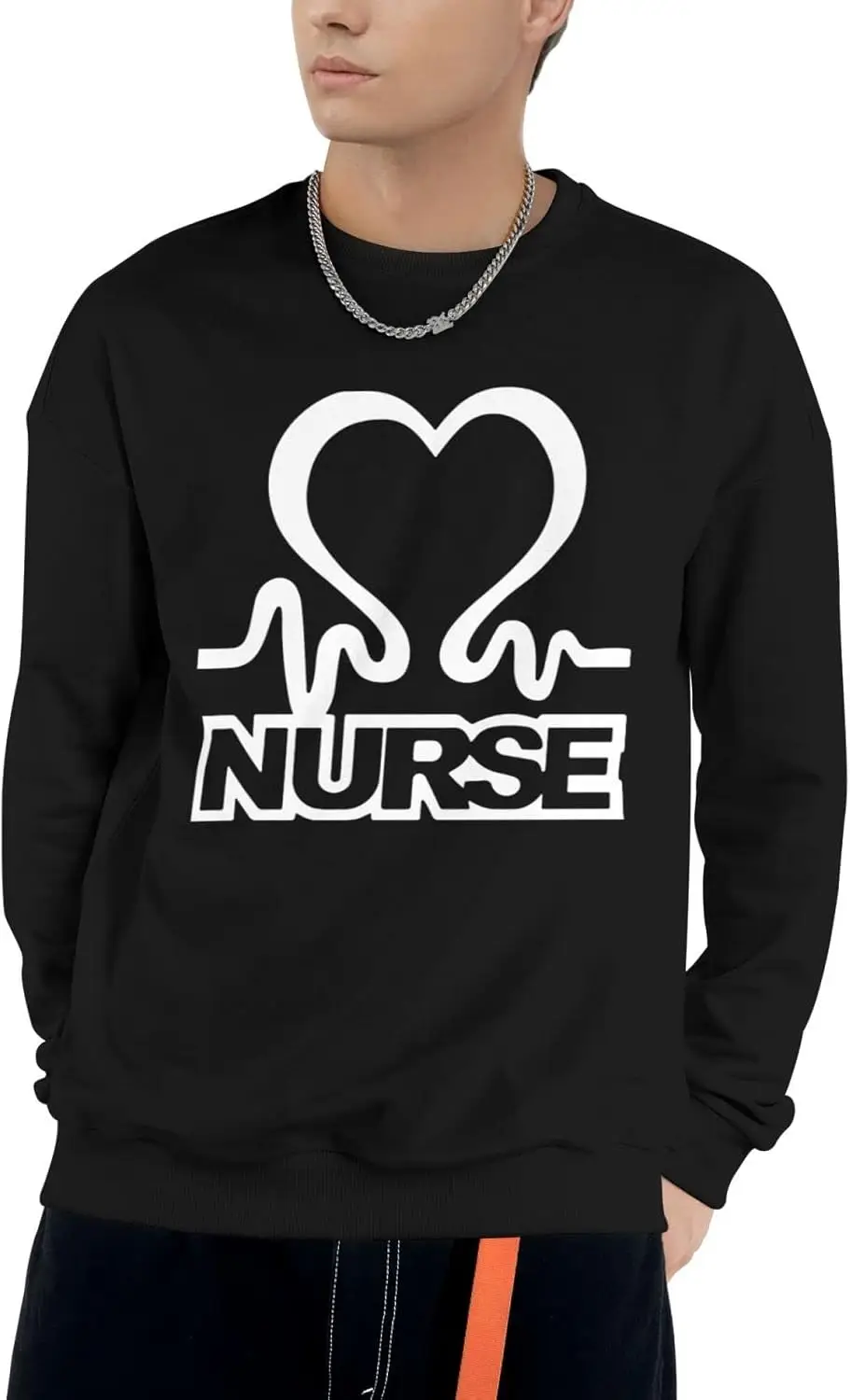 TEICCI Мужская и женская толстовка с круглым вырезом пуловер для медсестры Heartbeats