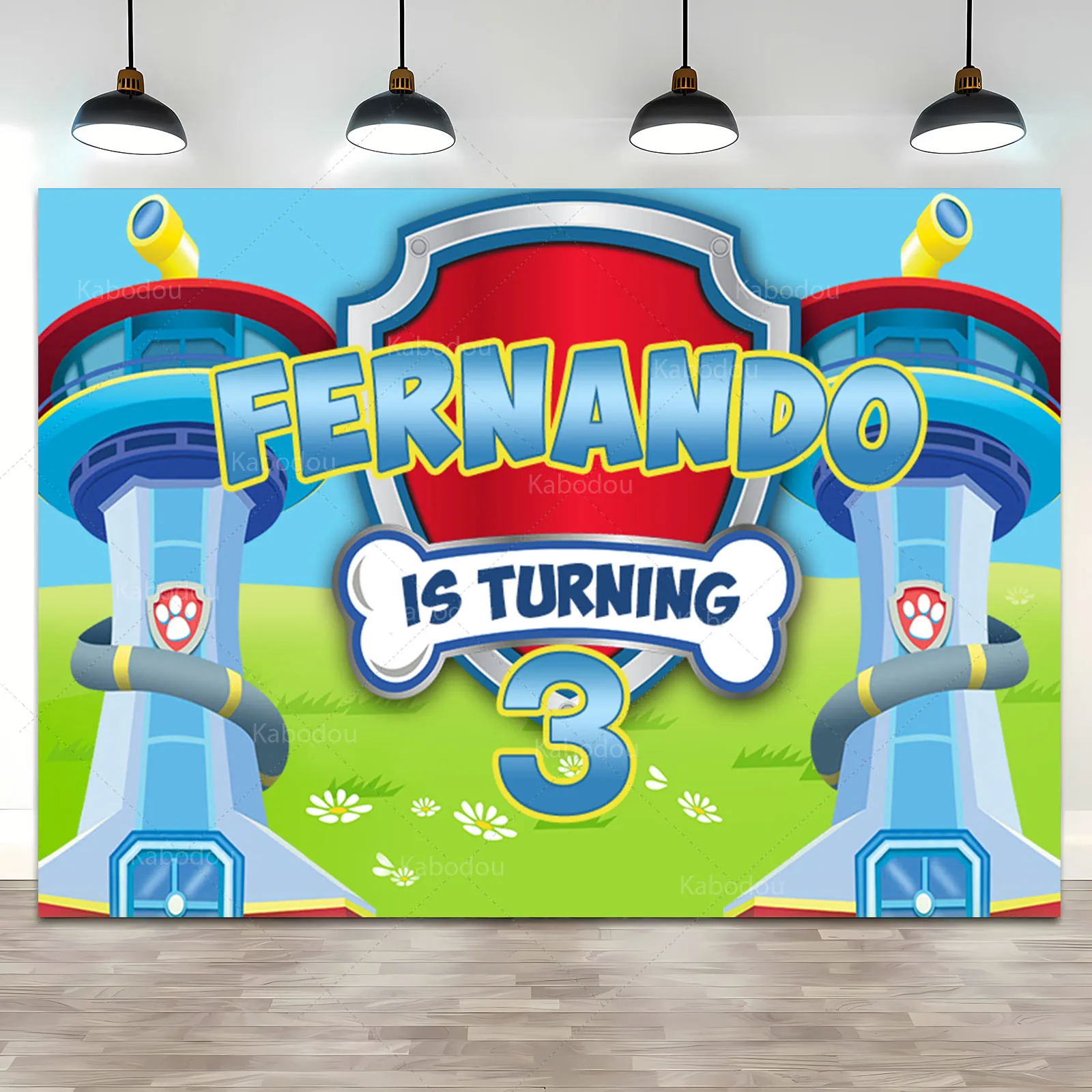 Custom Name Age Paw Patrol Backdrop Boy Birthday Party Photography Background Decoration Puppy Banner Poster Photo Studio images - 6