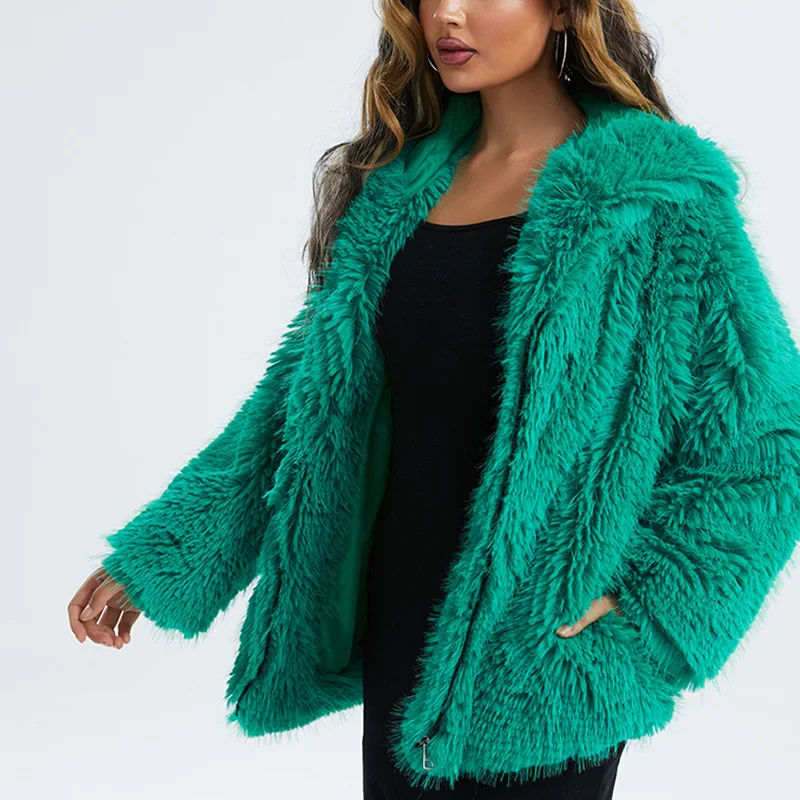 Faux Fur Hooded Coat Women 2022 Autumn Winter Thick Warm Loose Jackets Female Vintage Casual Long Sleeve Coat Oversize Outwear