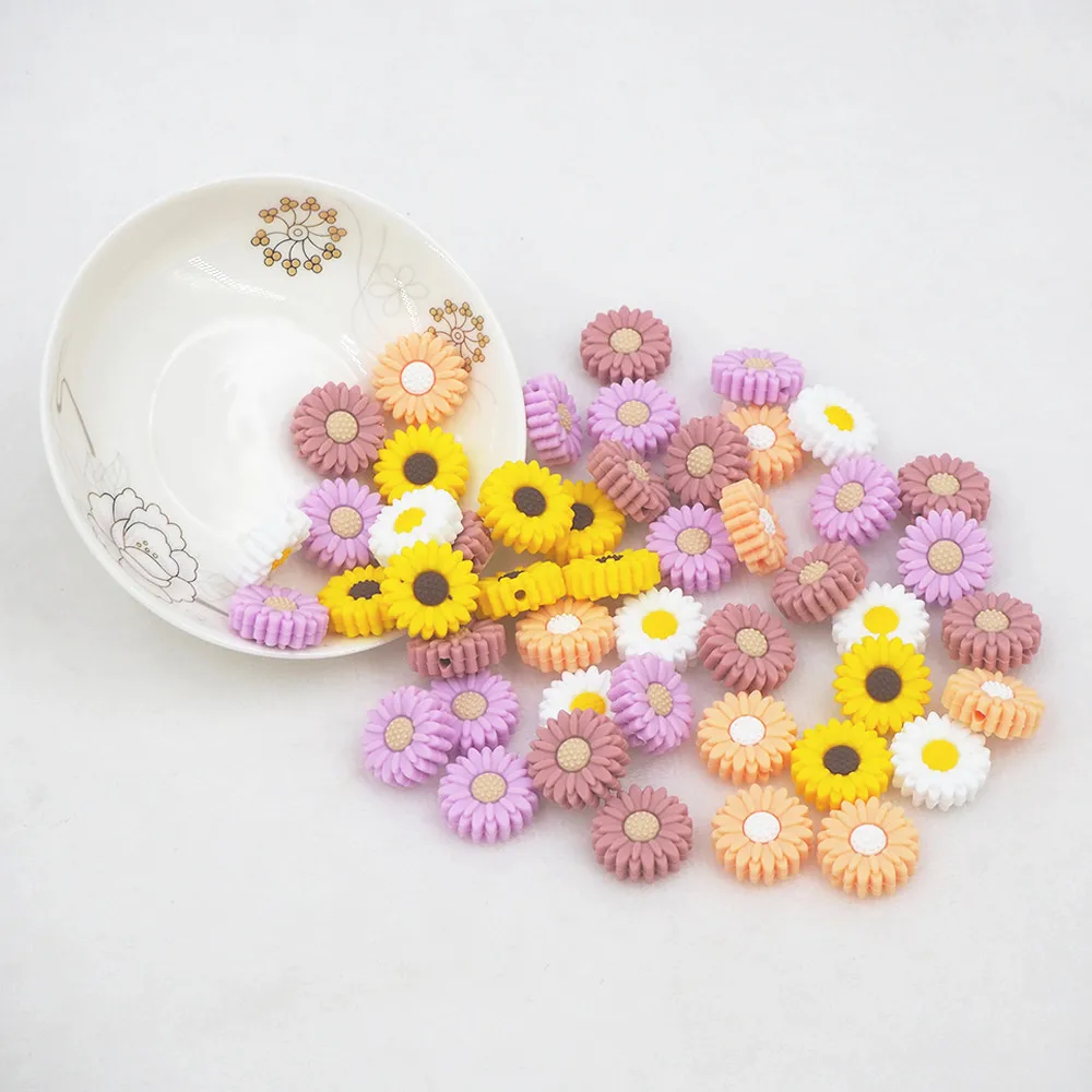 

Chenkai 50pcs Baby Silicone Beads Sunflower Beads BPA Free Teething Infant Chewable Dummy Necklace Pacifier Toy Accessories