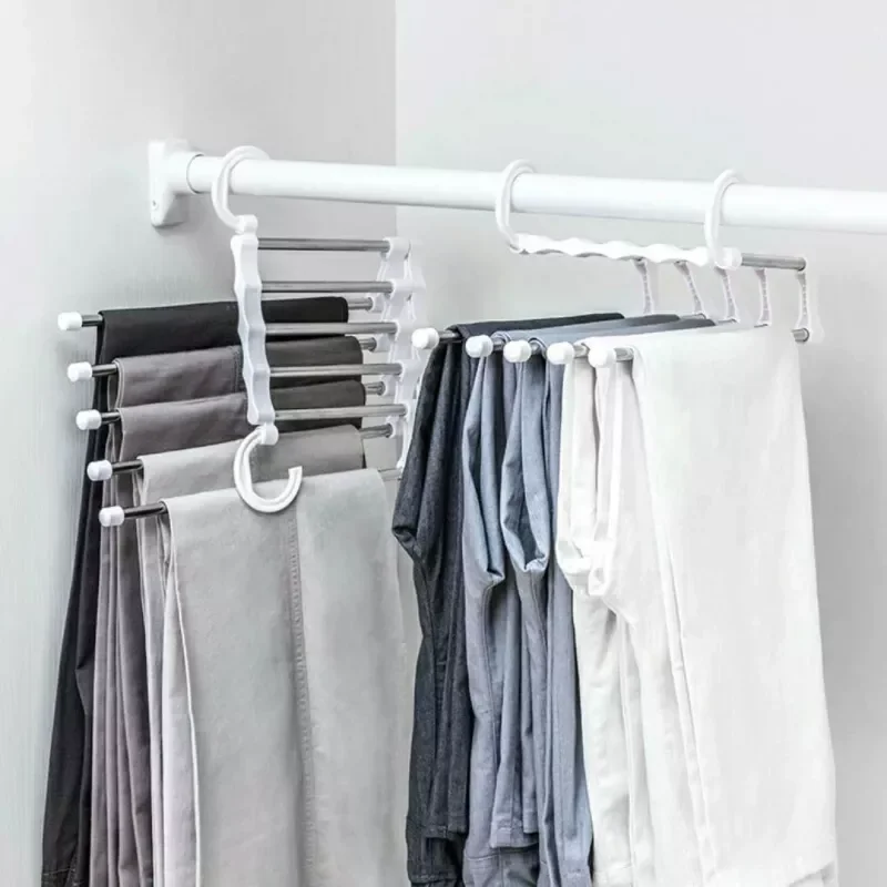 

in 1 Multi-function Pants Rack Stainless Steel Adjustable Pants Hanger Space Saving Trouser Storage Rack Home Drying Rack Tool
