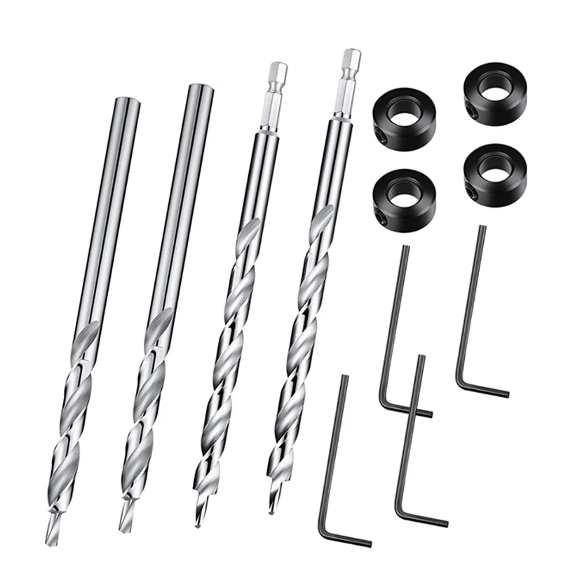 

3Pcs Woodworking Oblique Hole Step Drill High Speed Steel Hole Positioner Second Stage Drill 9.5MM Positioning Ring Hand Tools