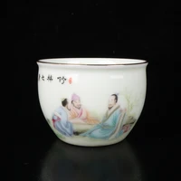 blue white bamboo forest seven sages pattern small cylinder cup home exquisite handicraft ornament antique collection