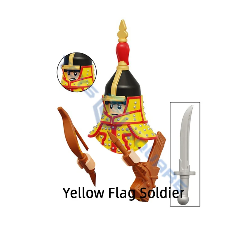 Модель китайского старинного желтого белого синего Красного флага солдата