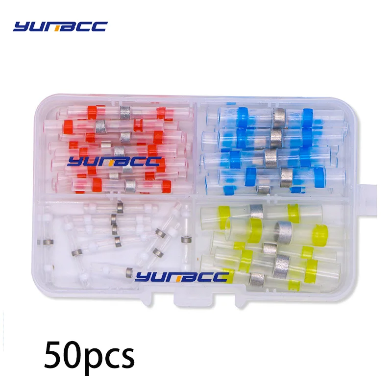 

50PCS Solder Seal Wire Connectors Waterproof Heat Shrink Butt Connectors Electrical Wire Terminals Insulated Butt Splices