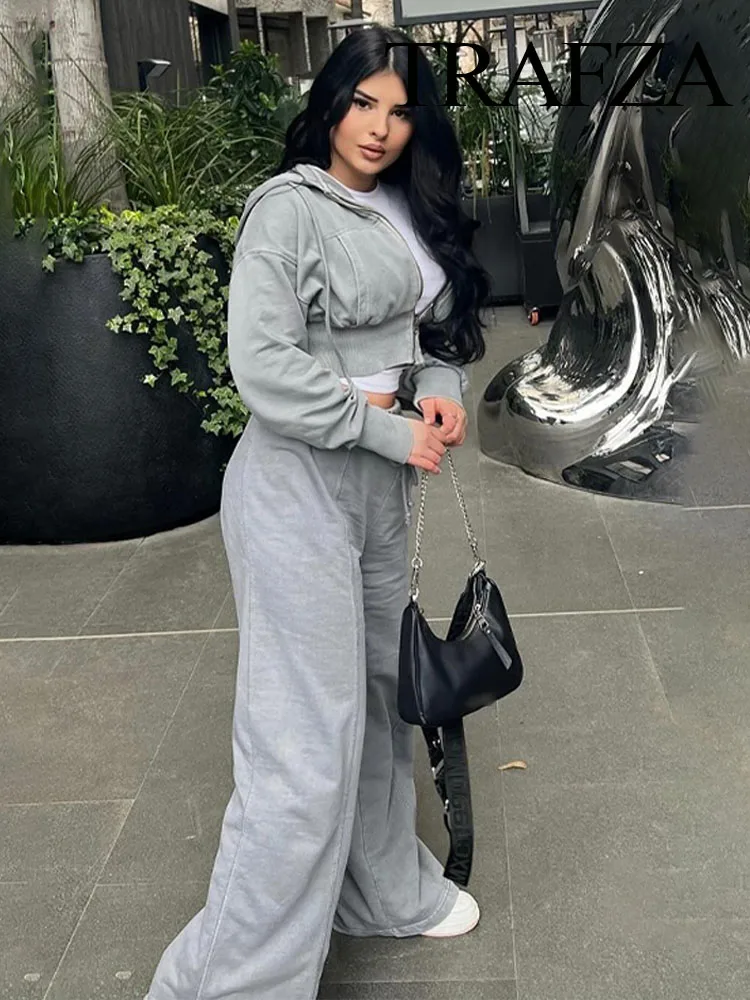 Брюки и толстовка Женские однотонные с капюшоном длинным рукавом