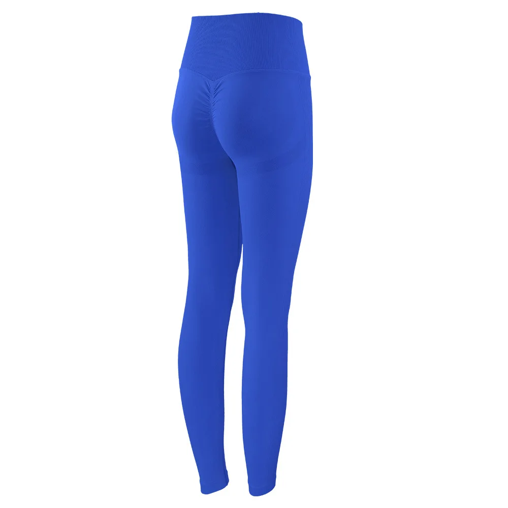 

Klein Blue New Seamless Leggings Knitted Fitness GYM Pants Women's High Waist and Hips Tight Peach High Waist Nude Yoga Pants