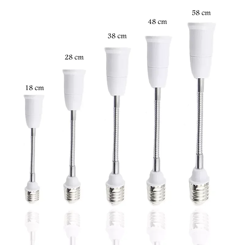

E27 to E27 Socket Flexible Extension LED Light Bulb Base Light Holder Converter Lamp Adapter EU US Plug 18cm/28cm/38cm/48cm/58cm