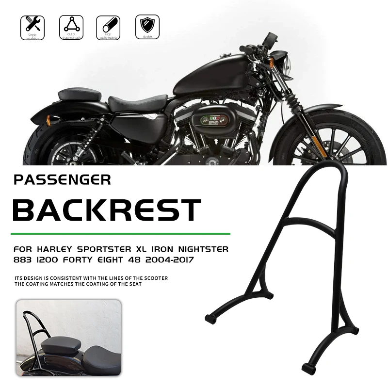 

2015 2016 Motorcycle Short Passenger Sissy Bar Backrest for Harley Sportster XL Iron Nightster 883 1200 Forty Eight 48 2004-2017