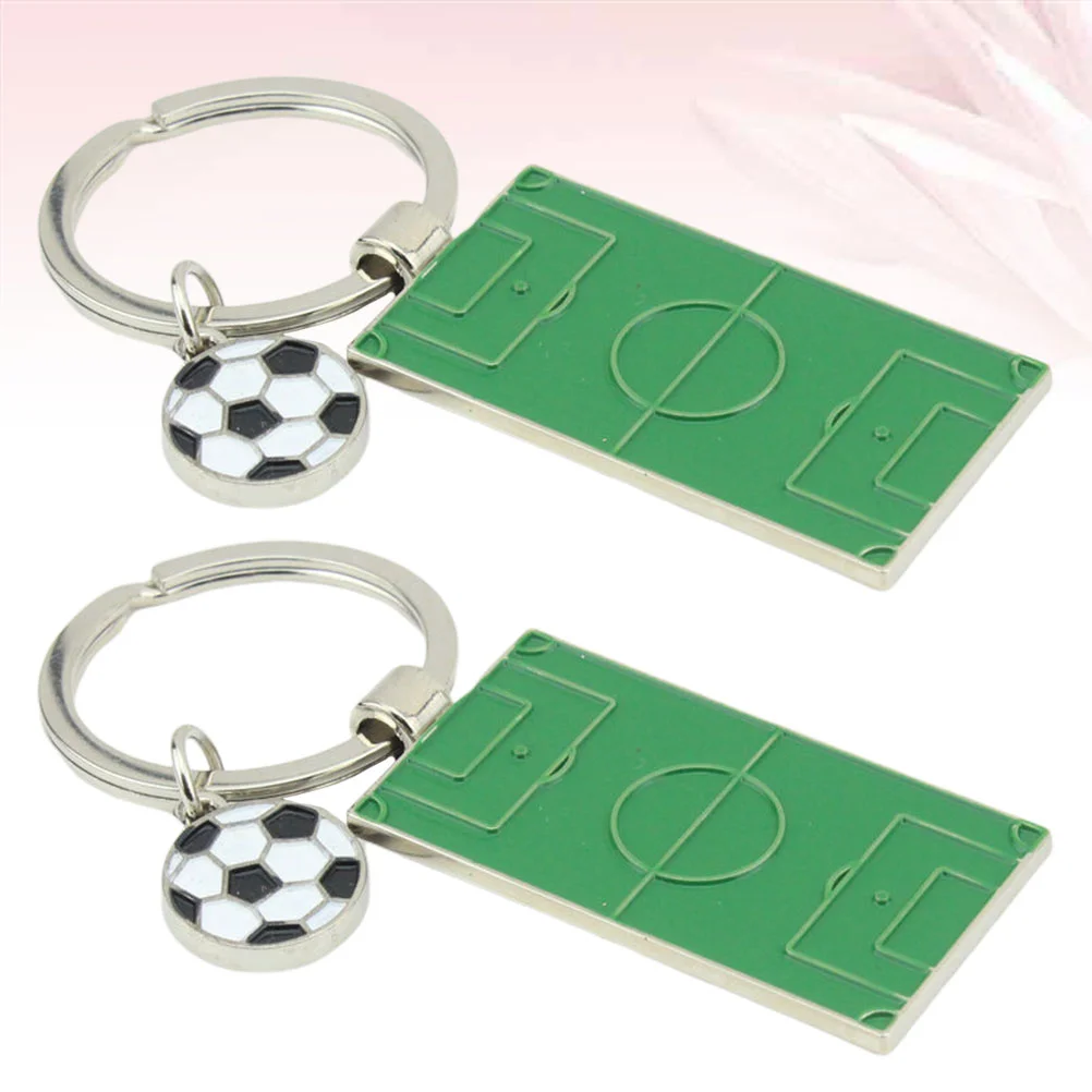 

2 PCS Metal Keychain Soccer Party Favors Key Ring Mini Soccer Keychains Sports Keychains Bulk Soccer Keychain Child