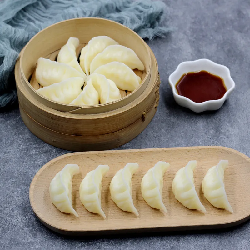 

1Pc PVC Simulated Steamed Dumplings Model Fake Food Artificial Dumpling Kitchen Ornaments Photography Props Table Decor Kids Toy
