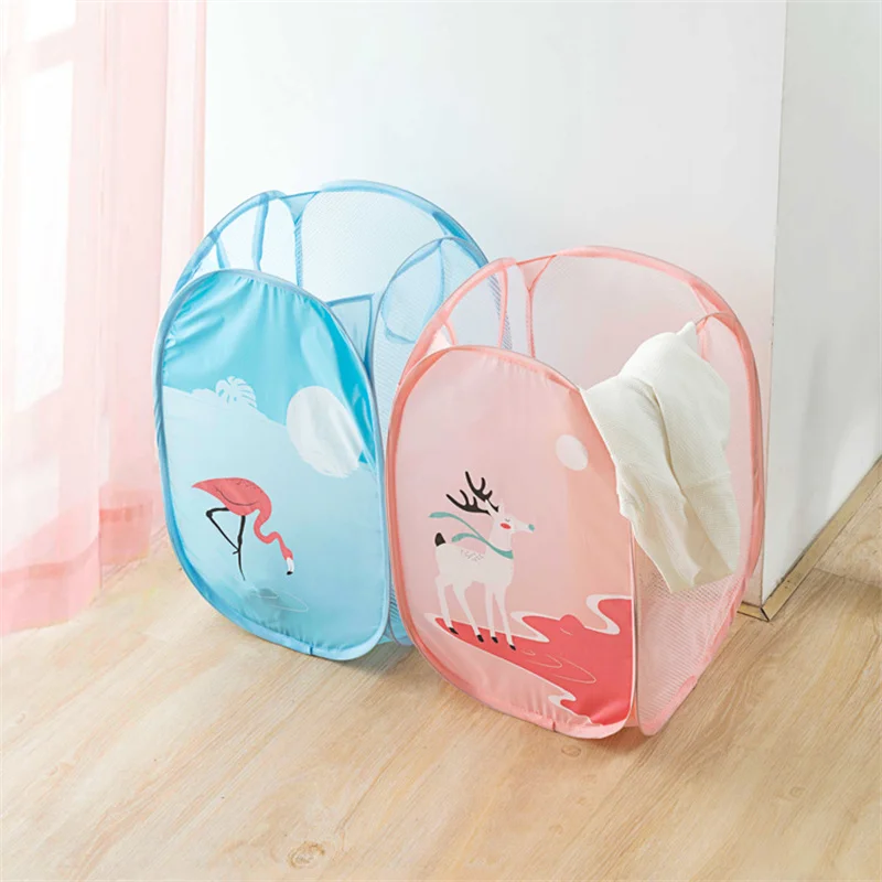 

Cartoon Foldable Household Large Capacity Dirty Clothes Basket Laundry Hamper Cloth Nets Storage Organizer Bucket with Lanyard