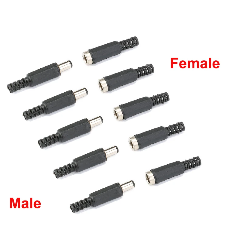 

10 пар 5,5x2,5 мм 5,5x2,1 мм штекер питания постоянного тока разъем постоянного тока гнездо + штекер паяльный провод адаптер для DIY проектов 5,5*2,5 мм