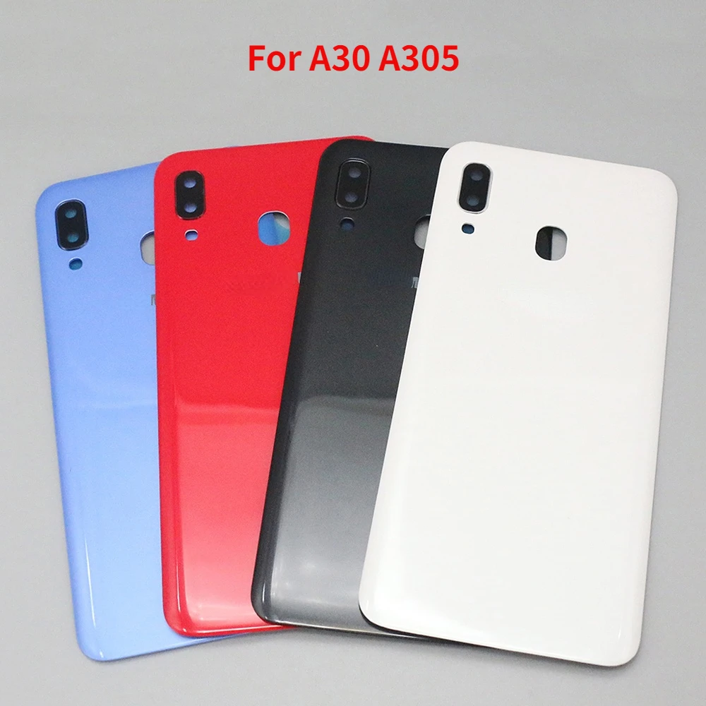 Задняя крышка из стекла для Samsung Galaxy A30 A305, задняя крышка корпуса, корпус, крышка аккумулятора, сменная крышка с объективом камеры