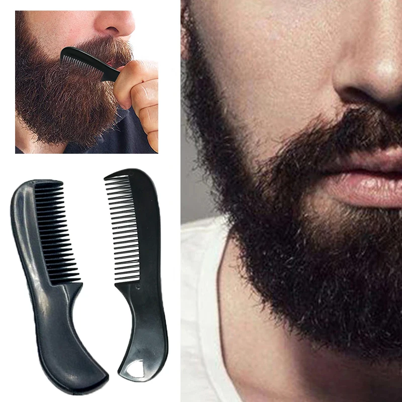 

HEALLOR Черная Мини карманная расческа для бороды для мужчин, пластиковая щетка для усов и лица, расческа для бороды