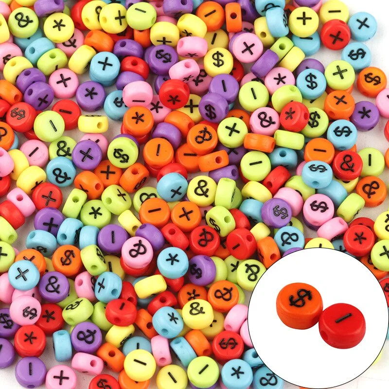 

100pcs 4*7mm Acrylic Beads Round Number Sign Spacer Beads for Needlework Jewelry Making Diy Charms Bracelets Accessories
