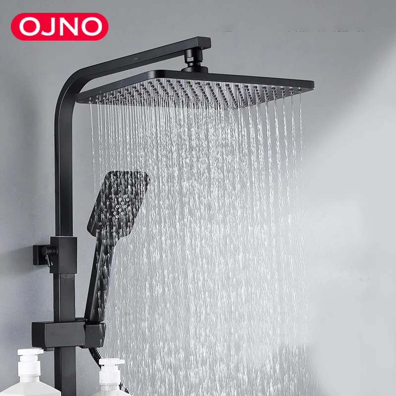 Черный цифровой термостатический смеситель для Дождевого душа настенный кран с