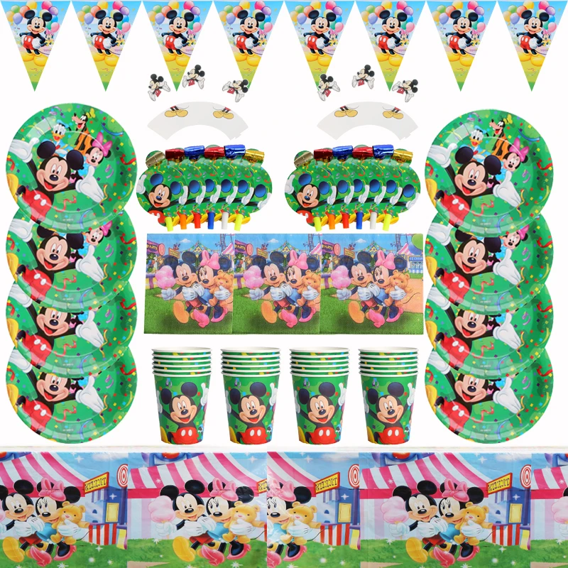 

Disney Mickey Mouse Boys Birthday Party Decorations Paper Cups Plate Tablelocht Baby Shower Disposable Tableware Supplies