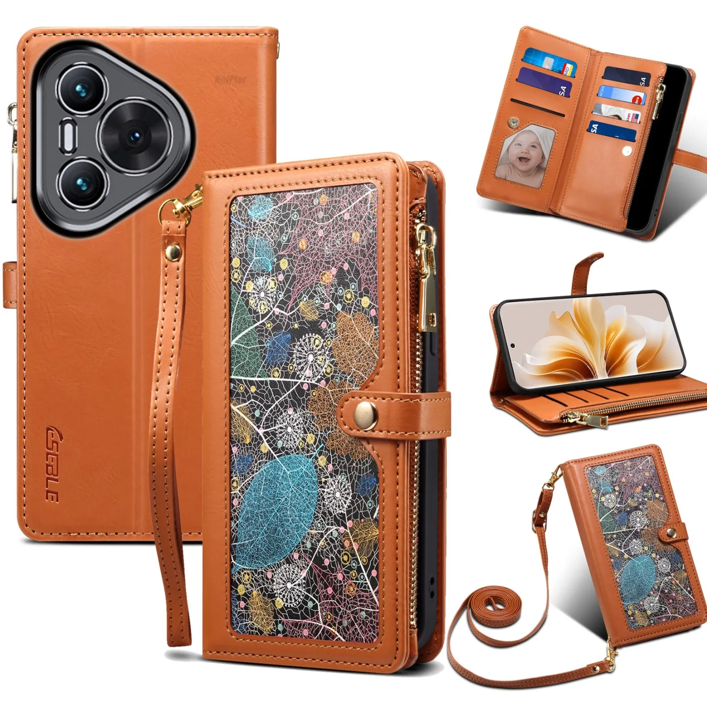 Кожаный флип-чехол на молнии для Huawei PURA 70 PRO PURA70