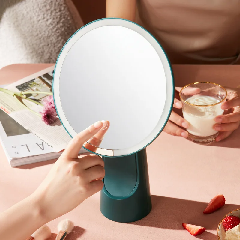 Mirror Mini Desktop LED Light Portable Table Face Net Red Daylight Mirror Beauty Makeup Luminous Mirror with Light
