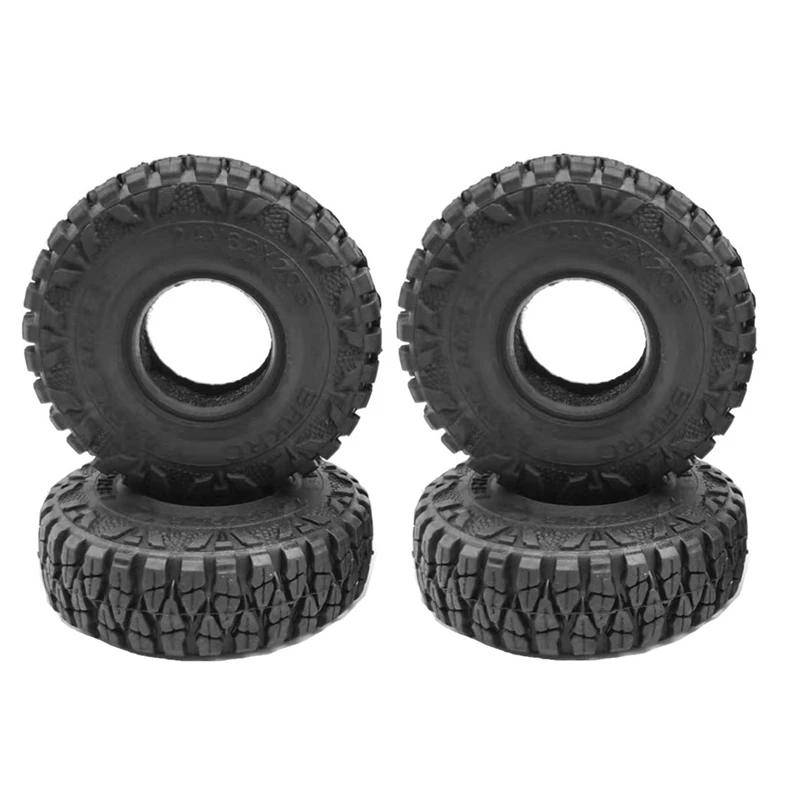 

4PCS 62Mm 1.0Inch Wheel Tires Soft Mud Terrain Rubber Tyres Black For 1/24 RC Crawler Car Axial SCX24 Bronco Gladiator Parts