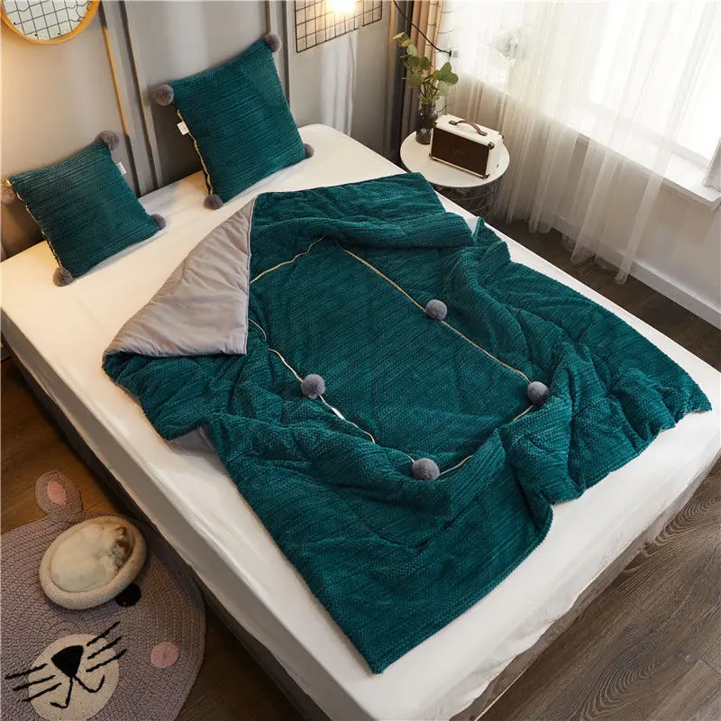 

Throw Pillow and Quilt Dual-purpose Throw Pillow and Quilt Plush Air Conditioner Lunch Break Style Pillow Cushion Car Pillow