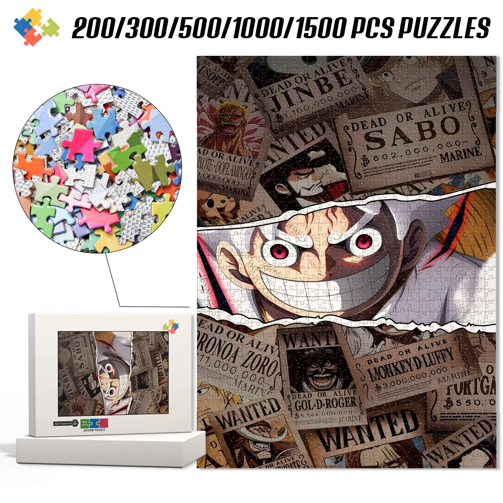 Фото Пазл-головоломка «Газетный плакат» One Piece, разные размеры (200/300/500/1000/1500 элементов), деревянные/картонные пазлы, развивающие игрушки DIY №2