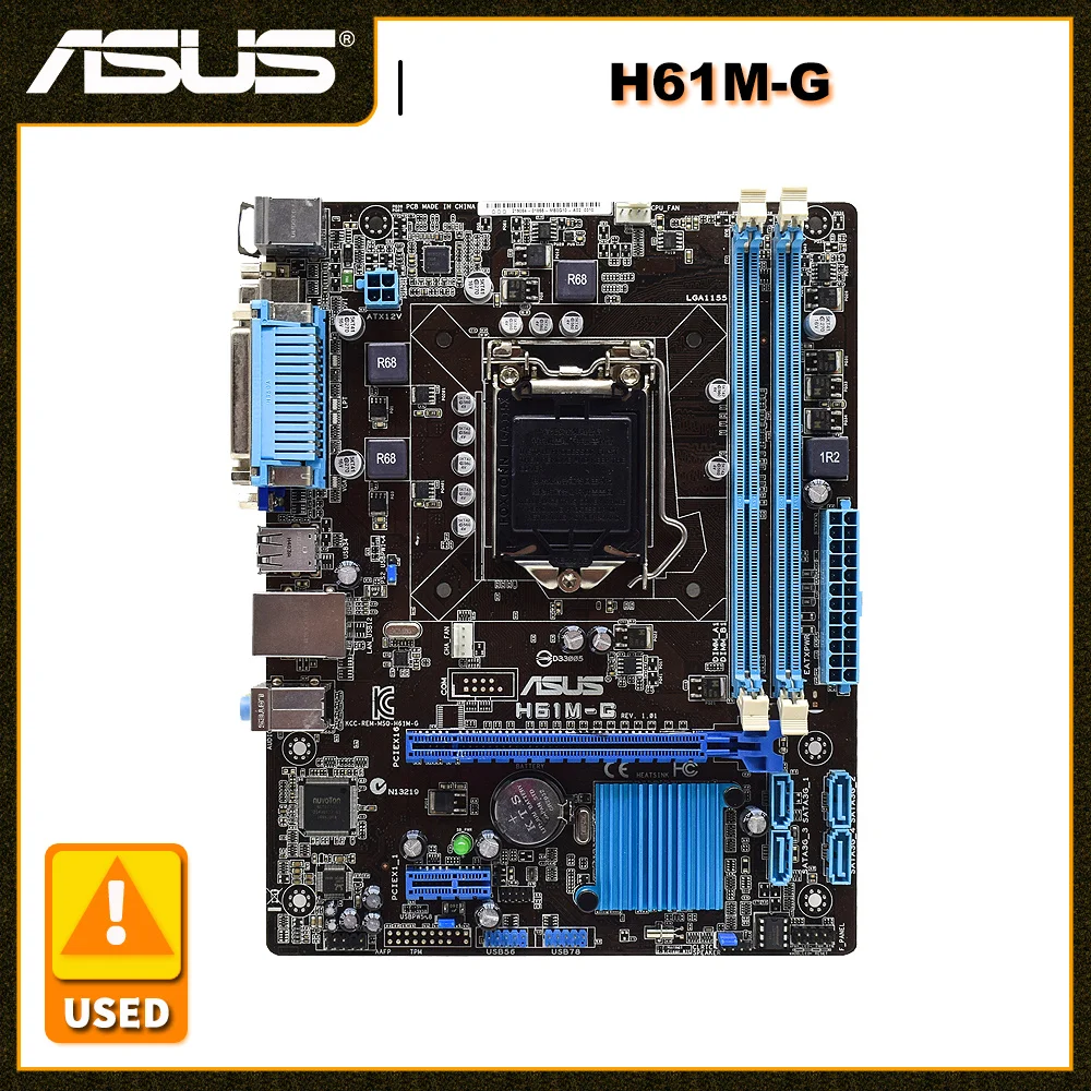 

Материнская плата ASUS H61M-G LGA 1155 DDR3 16 ГБ Intel H61, поддержка Core i3-3250 процессор SATA USB2.0 VGA Micro ATX-материнская плата